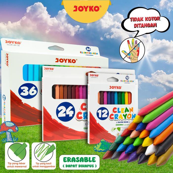 

Krayon Bersih Erasable Clean Crayon Joyko CLCR-AD 12~36 Warna Original (1 SET) / Pensil Warna Krayon 12 - 36 Color Bisa Dihapus Mudah Dibersihkan CLCR AD Per Set