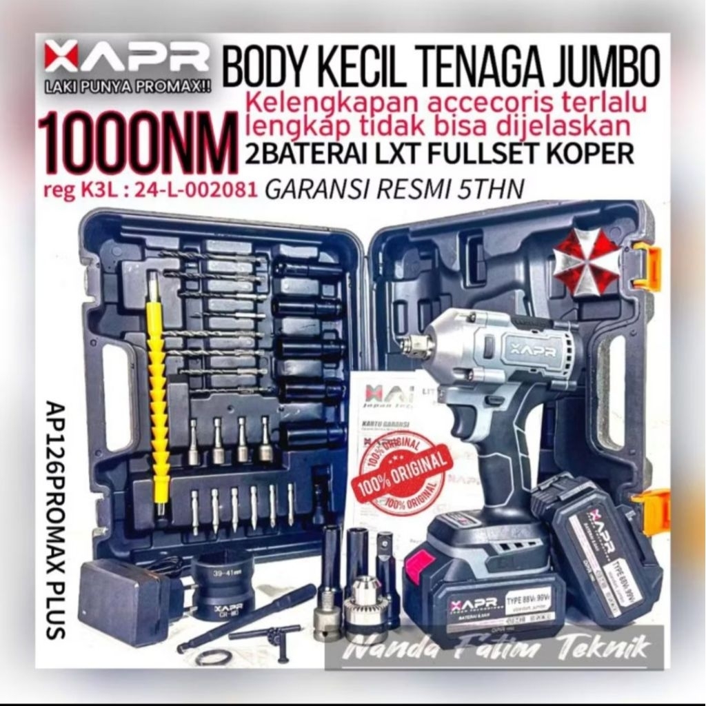 APR AP126PROMAX+ BOR IMPACT WRENCH 500NM APR AP126 PROMAX PLUS MOD DEWALT GARANSI 5TAHUN.