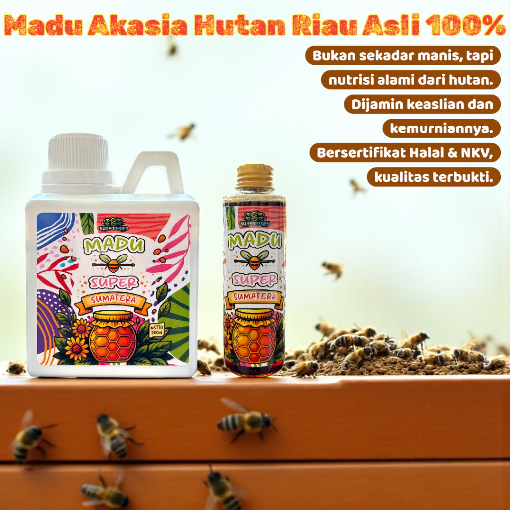 

Madu Super Sumatera Akasia Carva – Madu Hutan Riau Asli 100% Murni Premium Alami, Bersertifikat Halal & NKV, Madu Akasia Terbaik - Madu 1Kg 500Gram 1 Liter