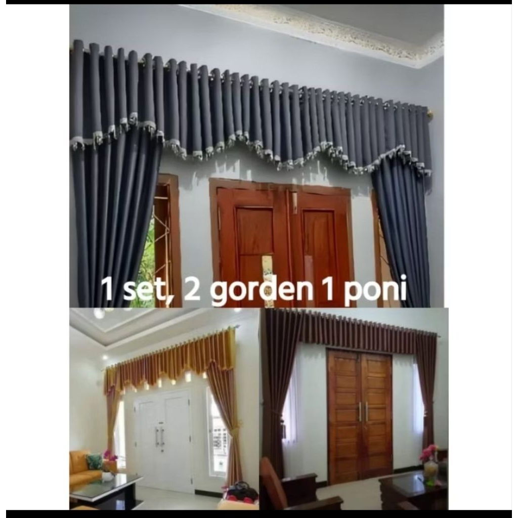 Gorden Poni Pintu Utama Satu Set Hordeng Jendela Dan Pintu