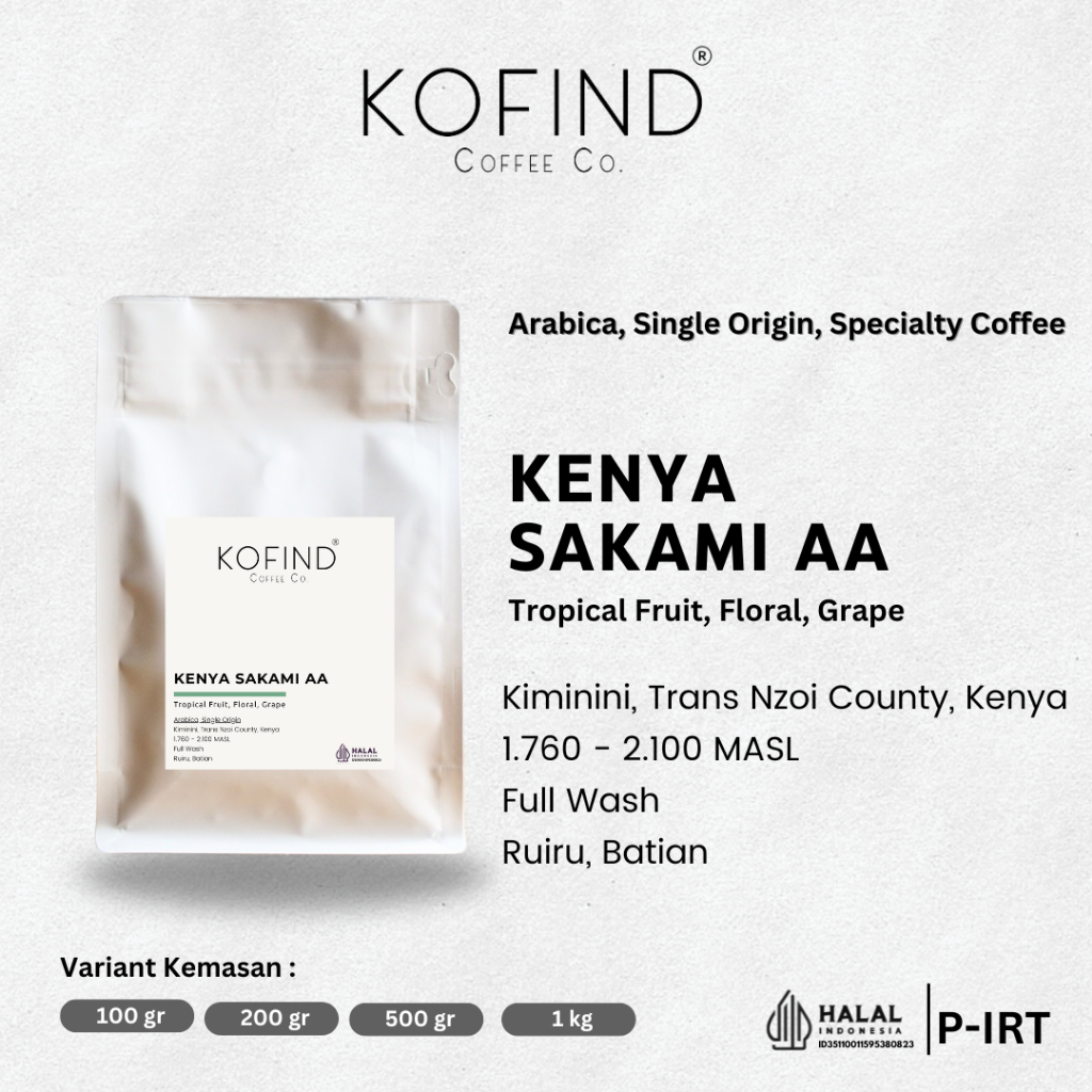 

Kopi Arabica Specialty Kenya Sakami AA – Single Origin Kenya | Roasted Bean & Bubuk 100gr–1kg