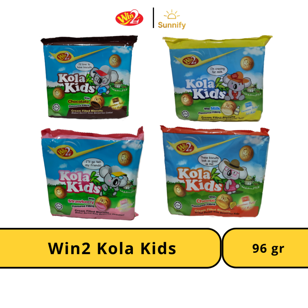 

Win2 Kola Kids Cream Filled Biscuits / Biskuit 96 gr Chocolate / Cheese / Milk / Strawberry