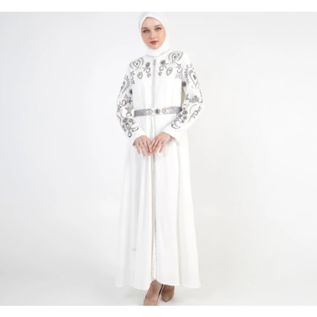 Hikmat EA3012 Abaya Wanita Warna Black & White