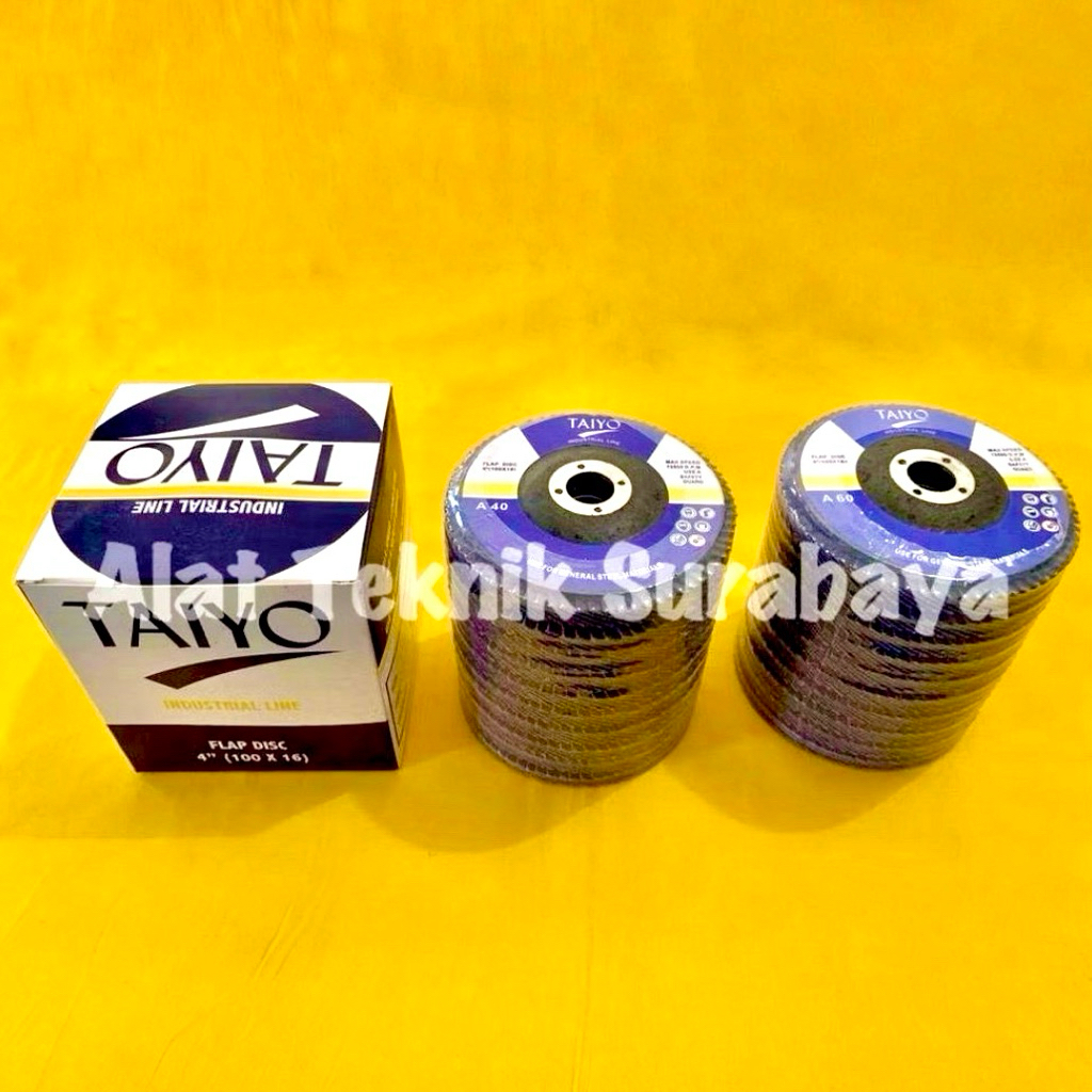 ISI 10 PCS FLAP DISC TAIYO 40 60 80 100 120 150 180 240 BATU AMPLAS SUSUN BULAT GRIT GRID DISK