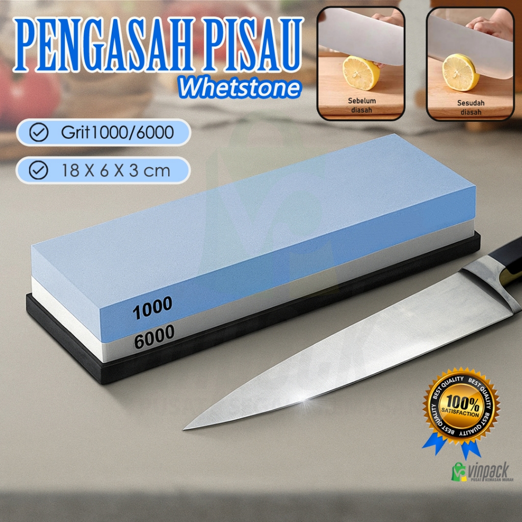 Batu Pengasah Pisau Whetstone Knife Sharpener 1000 6000/ Alat Asah Pisau Pertajam 2 Sisi Pemoles
