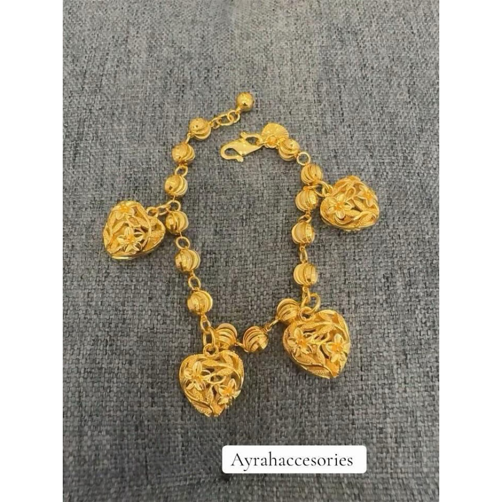 gelang rantai bola love bunga lapisan emas 24k
