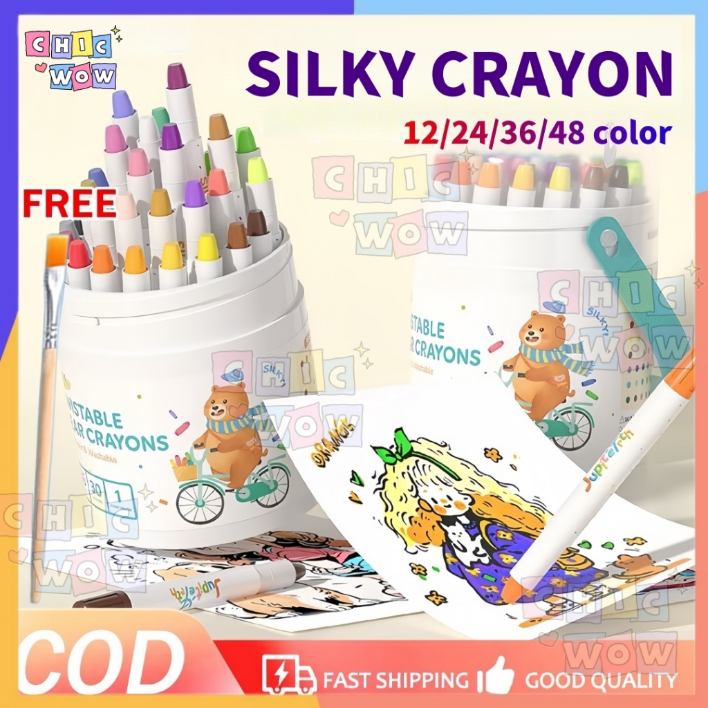 

Crayon Putar Washable 24/36/48 Color Crayon for Kids Tidak Beracun Yang Dapat Dicuci Seni Gambar Pastel Minyak Crayon Tidak Kotor Ditangan Washable Non Toxic Krayon Anak-anak