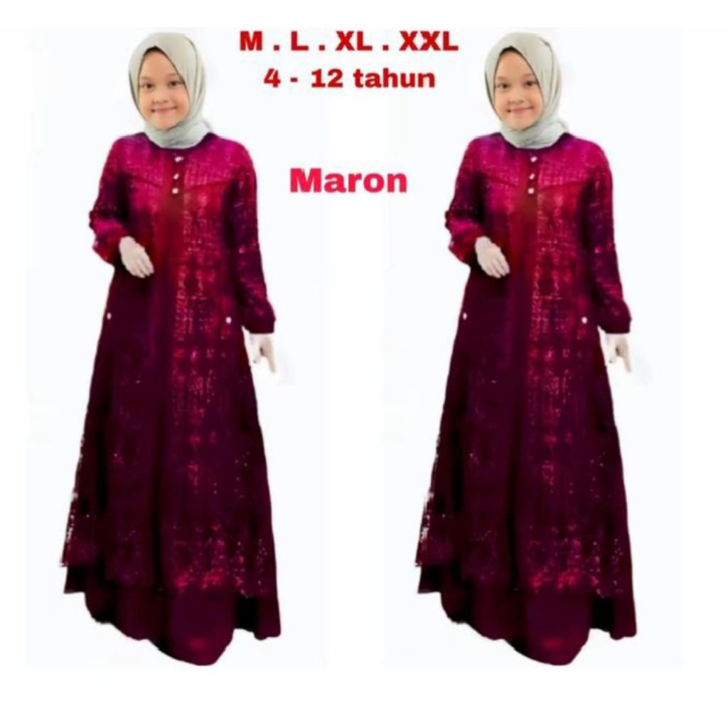 Gamis GNBB7 Hayya Anak Gamis Burkat Ibu Dan Anak Terbaru Lebaran Dress Pesta Anak Baju Muslim Mewah 