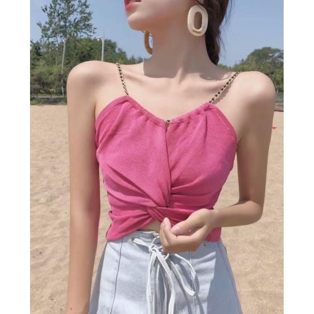Tanktop Baju Pantai Musim Panas. Warna Pink.