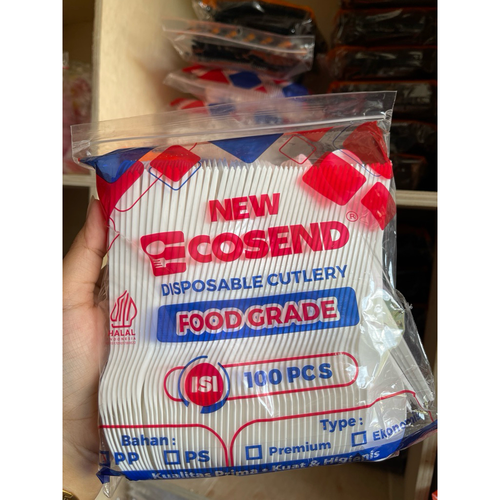 Sendok plastik putih // sendok makan plastik isi 100 // sendok ecosend