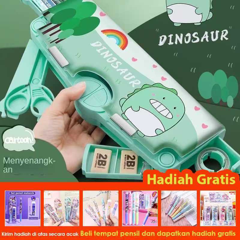 

【Puluz】Kotak Pensil Multifungsi Motif Unicorn / Dinosaurus / Astronot Untuk Anak Lengkap Peruncing Gunting Isolasi Penghapus Penggaris