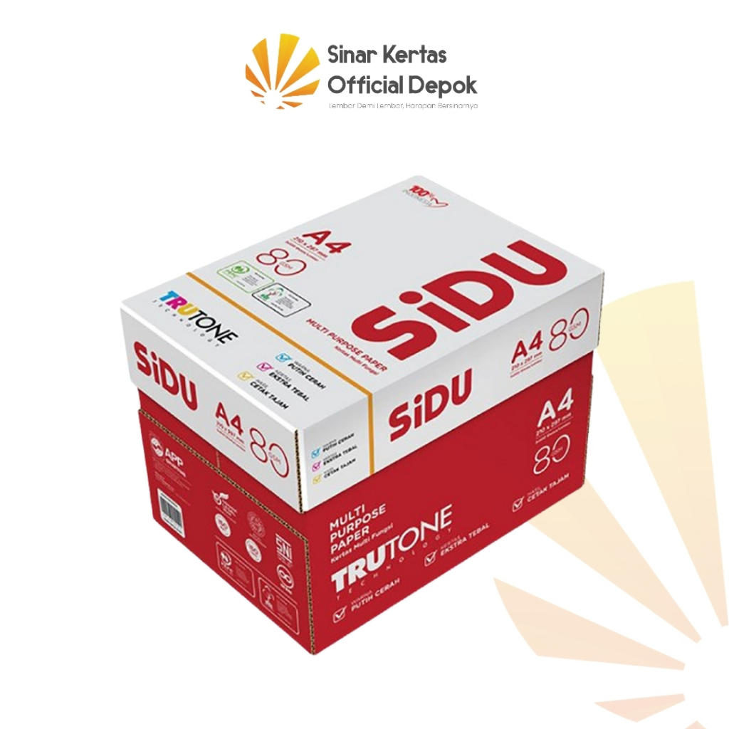 

SiDU Kertas Fotocopy 80 GSM A4 - 1 Boks 5 Rim