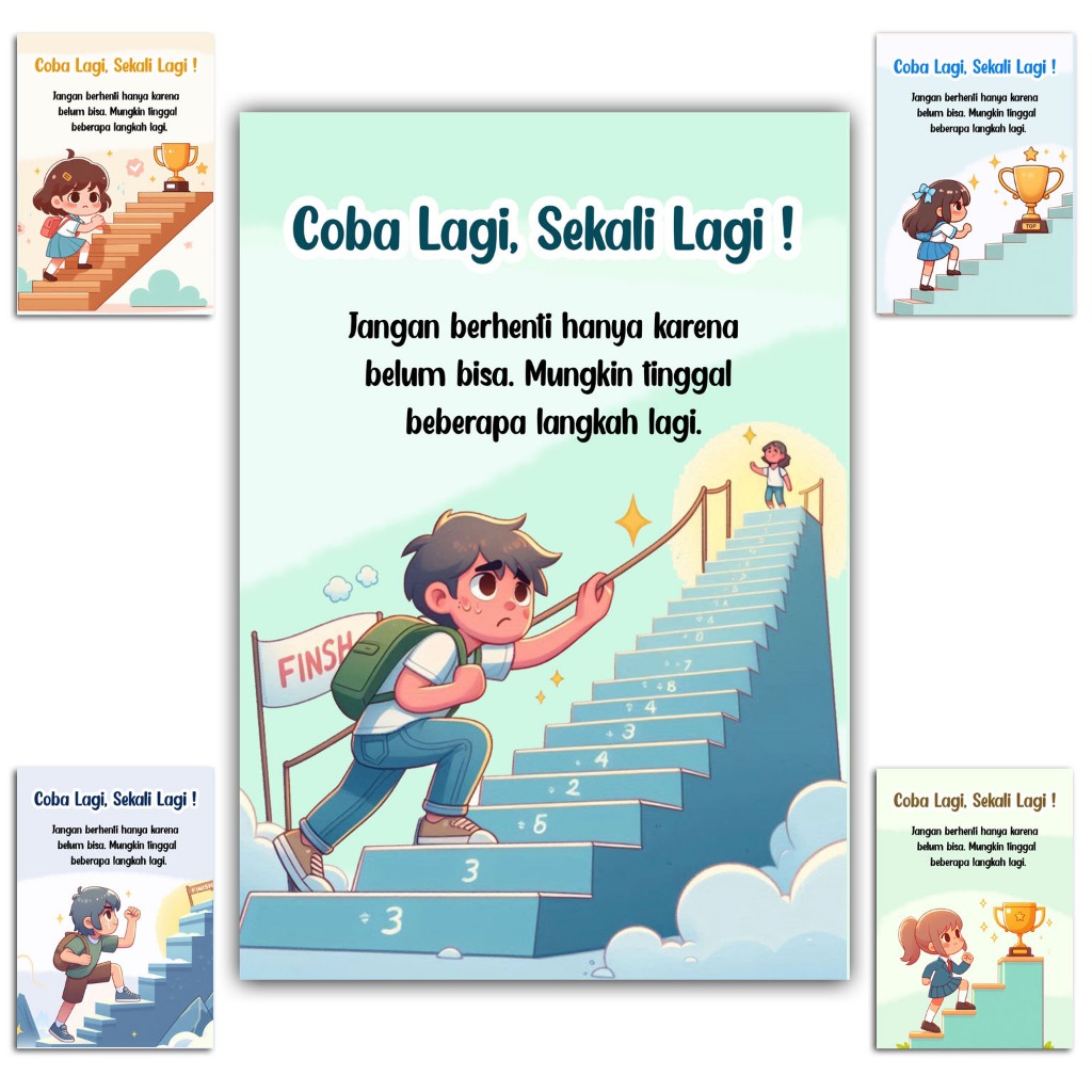 Hiasan dinding quotes size 20x14 cm COBA LAGI SEKALI LAGI gantungan pajangan dinding kata kata motiv