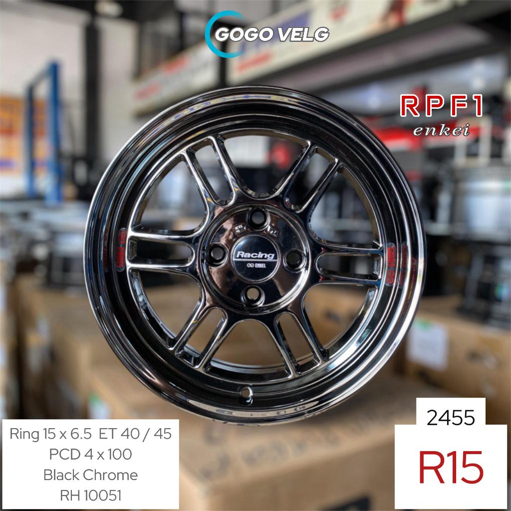 Velg Mobil RPF1 R15 Lebar 6,5 Face 1 PCD 4X100 Black Chrome ET 40/45 brio jazz yaris agya Ring 15