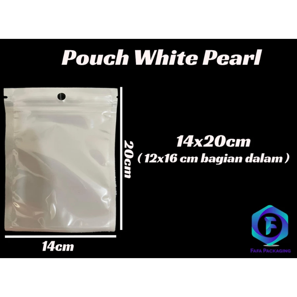 

14x20 PLASTIK KEMASAN SACHET SASET PEARL WHITE ZIPLOCK