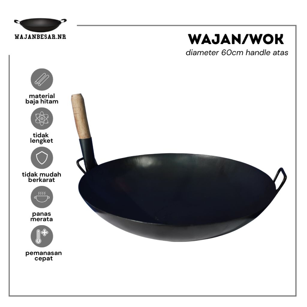 Wajan Nasi Goreng anti lengket / Wajan Resto / Wajan Wok 60cm