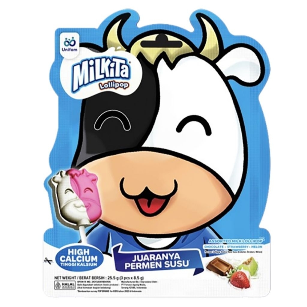 

Milkita Lollipop Candy High Calcium Permen Susu Lolipop Biru Assorted 3 x 8.5 g Tinggi Kalsium 3x8,5 g