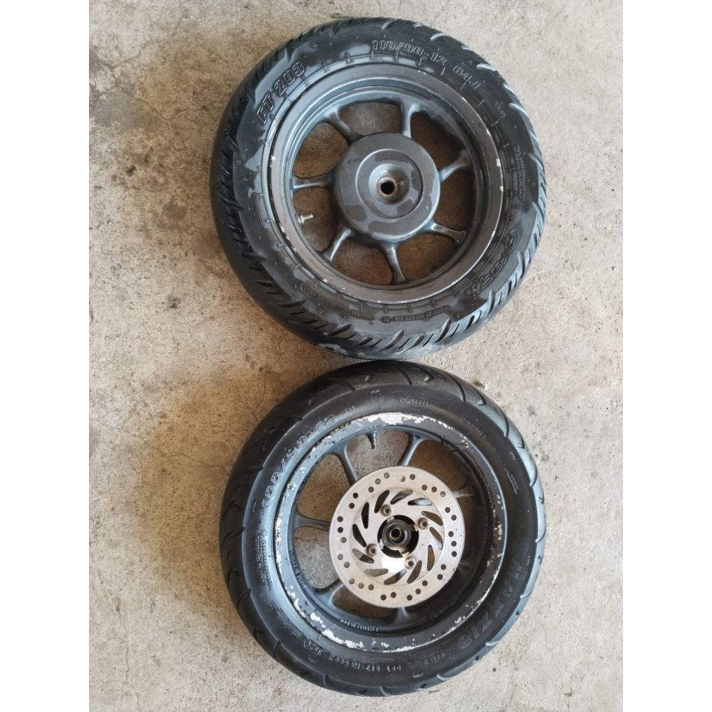 VELG SET DEPAN BELAKANG SCOOPY 2018 RING 12 BAN DONAT PLUS BAN ORIGINAL COPOTAN MOTOR
