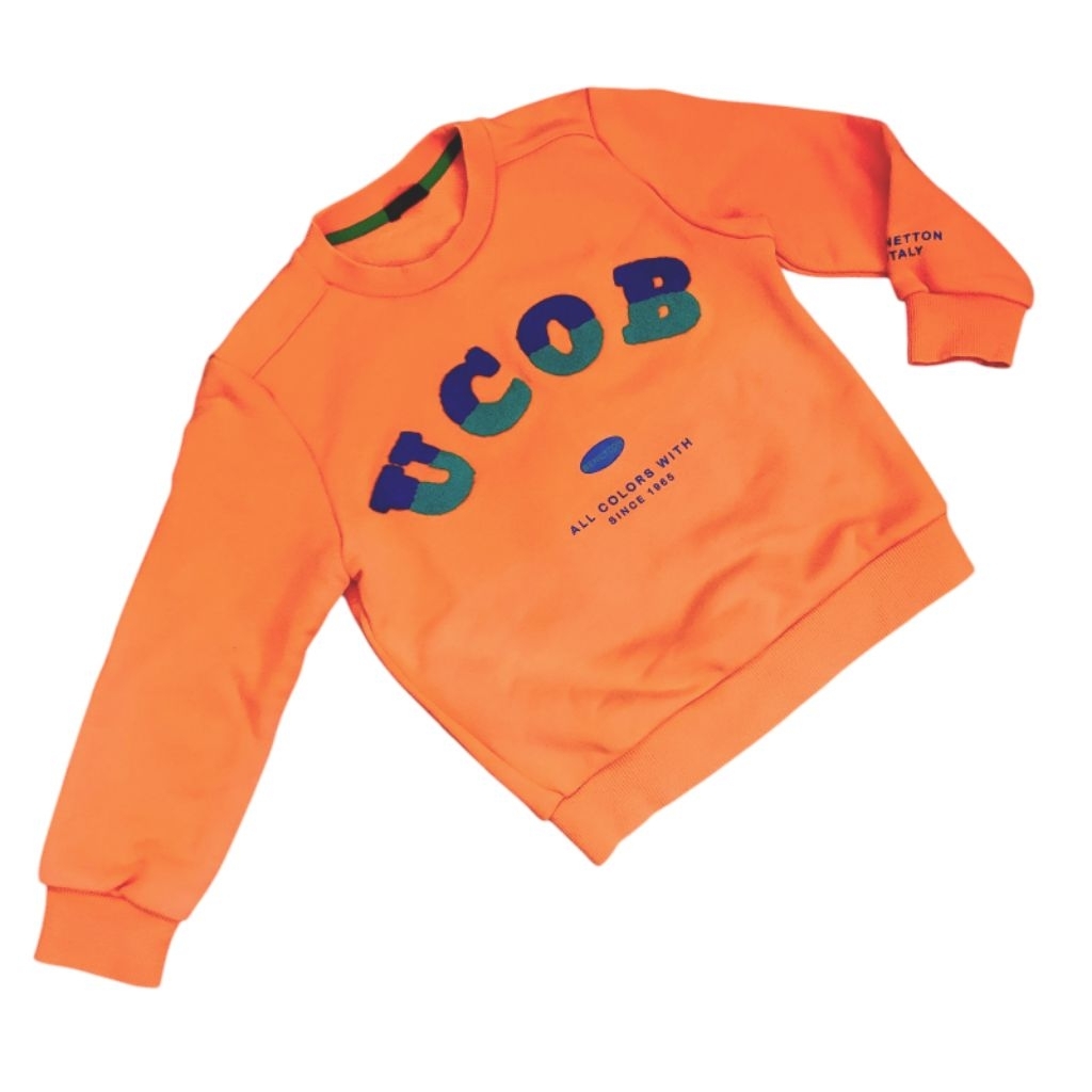 Crewneck Benetton Anak Laki Sweatshirt Logo Timbul