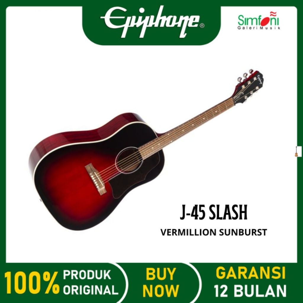 EPIPHONE SLASH J-45 Vermillion Burst Acoustic Electric Guitar Gitar Akustik Elektrik include Hardcas