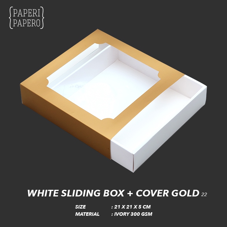 

Gold Sliding Box (22 x 22 x 5 cm) - Kotak Laci Putih Slide Tutup Jendela Emas(5 Pcs)