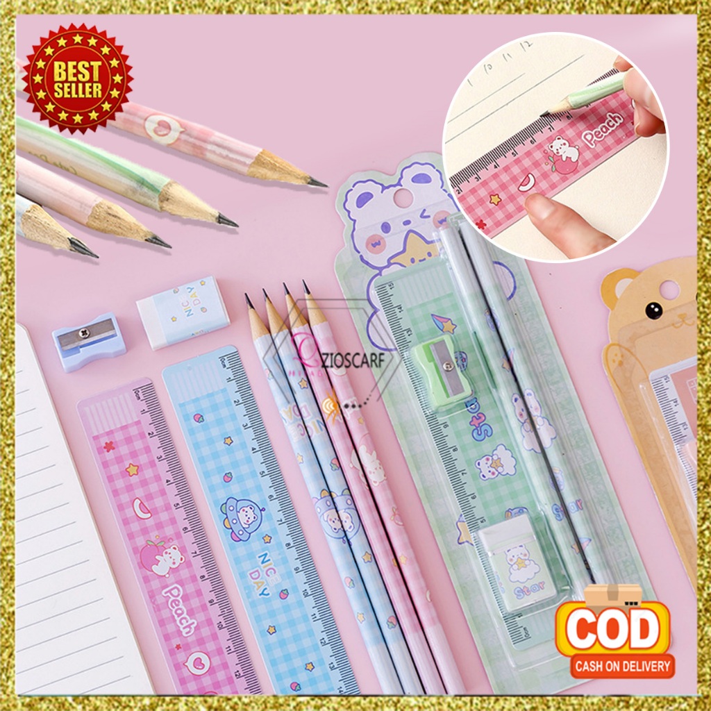 

Set Alat Tulis Anak Pensil 5in1 Penggaris Rautan Penghapus Motif Lucu Perlengkapan Sekolah