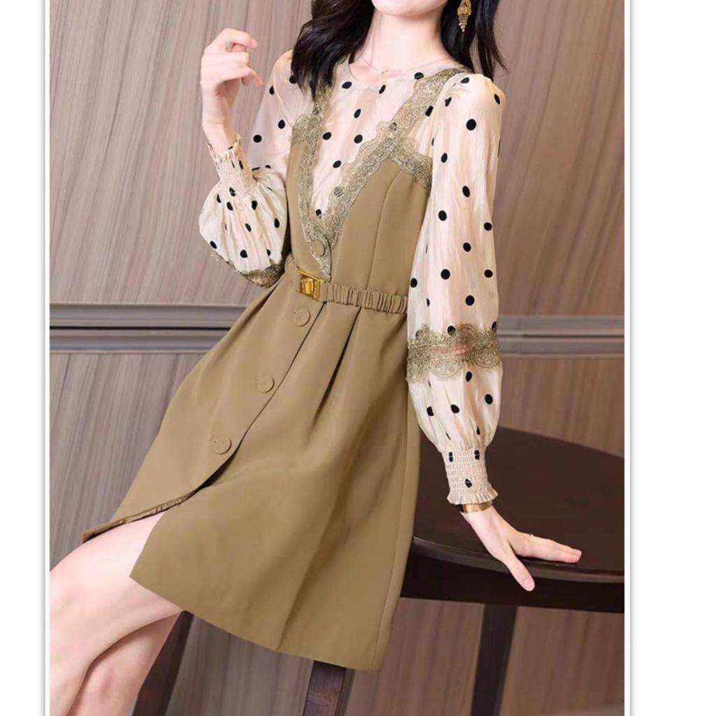 6579 Baju minidress CARNICE BELTED MINI DRESS Lengan panjang Korean style Wanita Premium import Bang