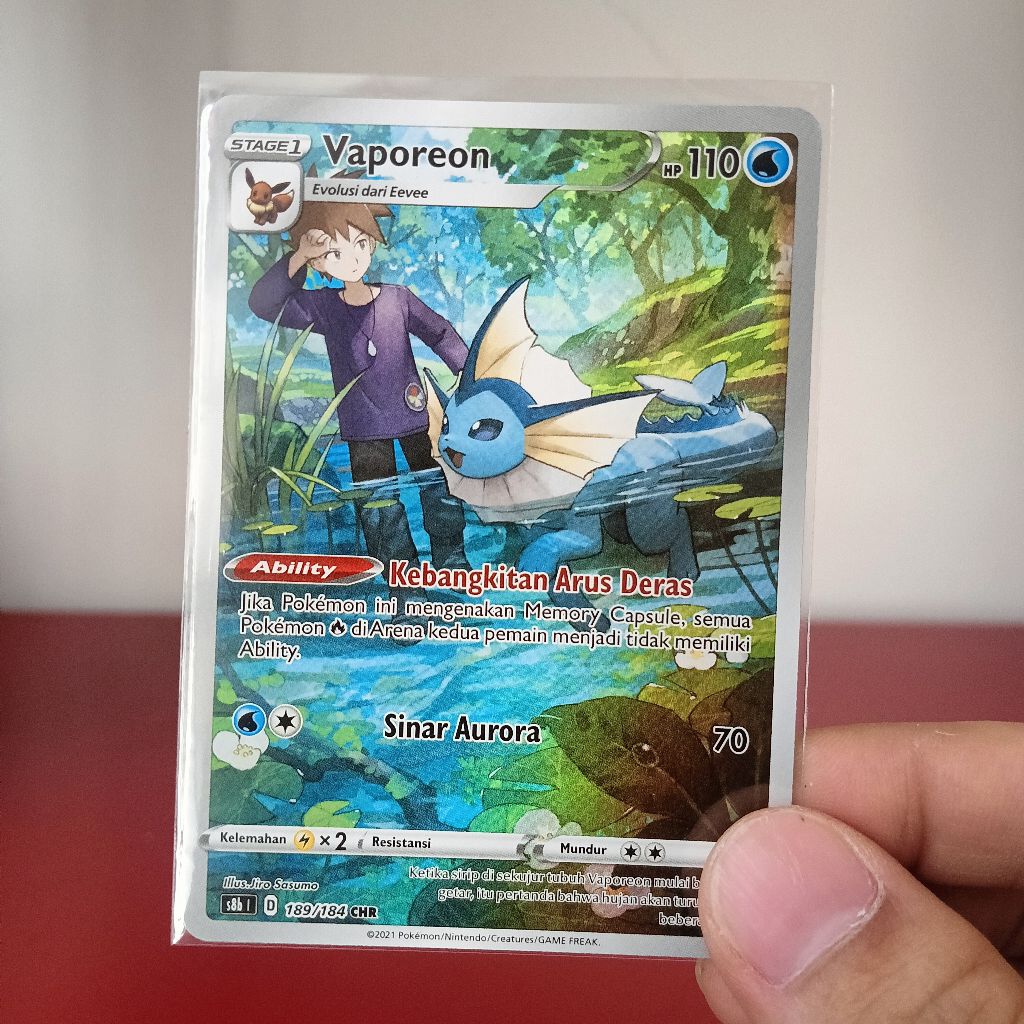 Kartu TCG pokemon Indonesia Original (Vaporeon 188/184 CHR)