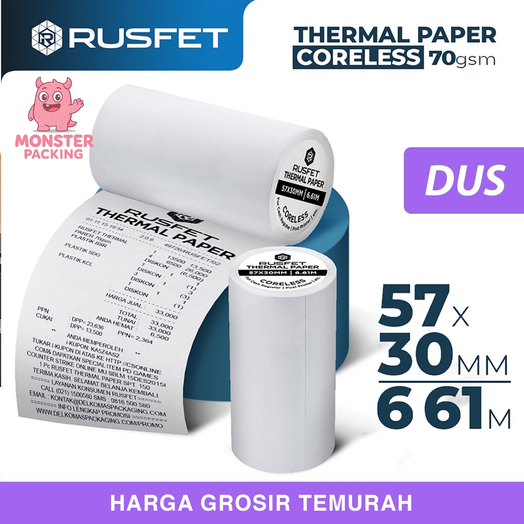 

Paper Thermal Struk Kasir Barcode Rusfet 57x30mm