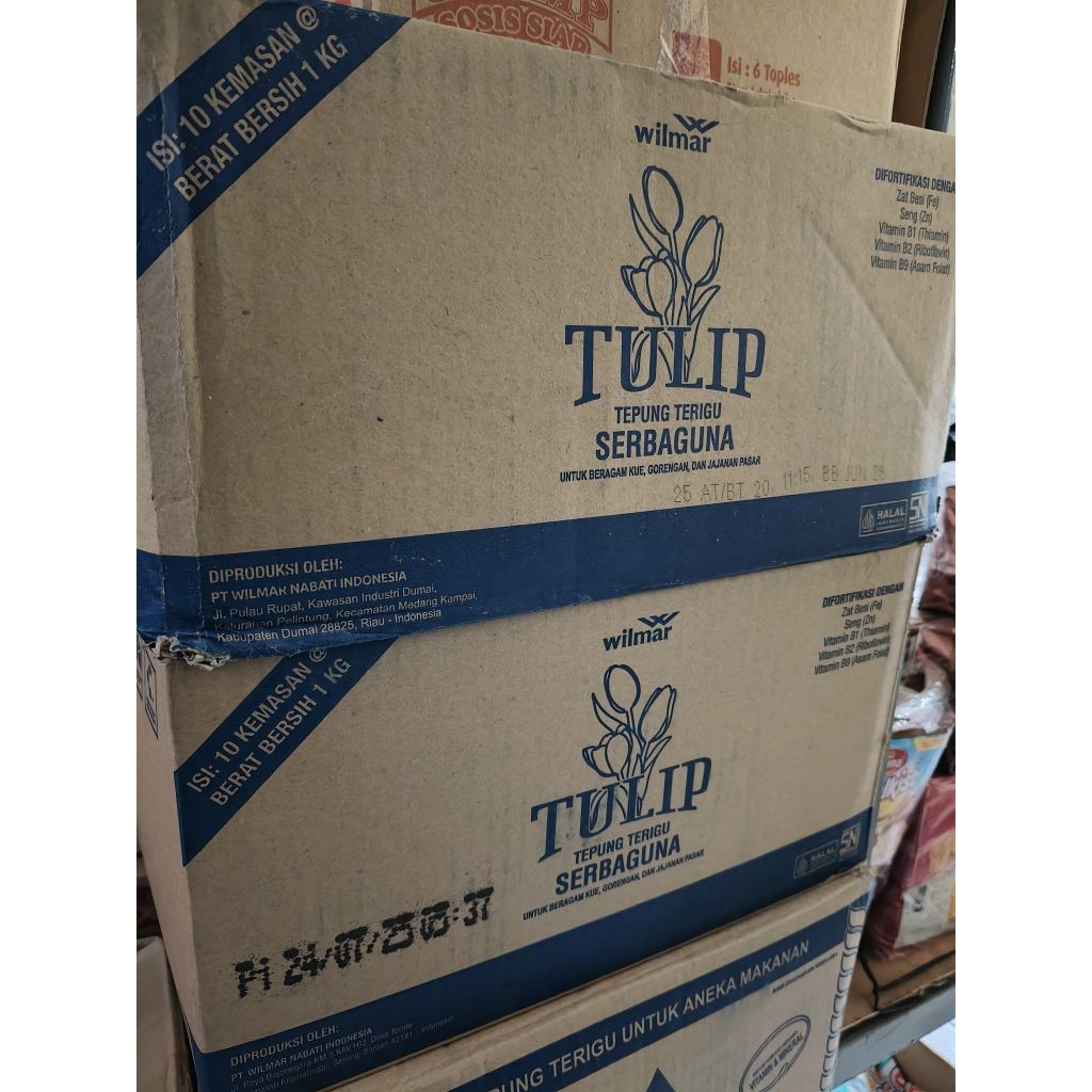 

Tepung Terigu Tulip Serbaguna Kemasan 1kg ( 1 dus isi 10 Pcs )