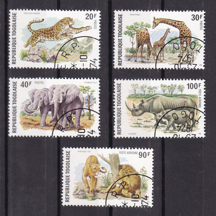 

S0145 Koleksi Prangko Togo 1974 Fauna 5v CTO Satwa Liar Langka