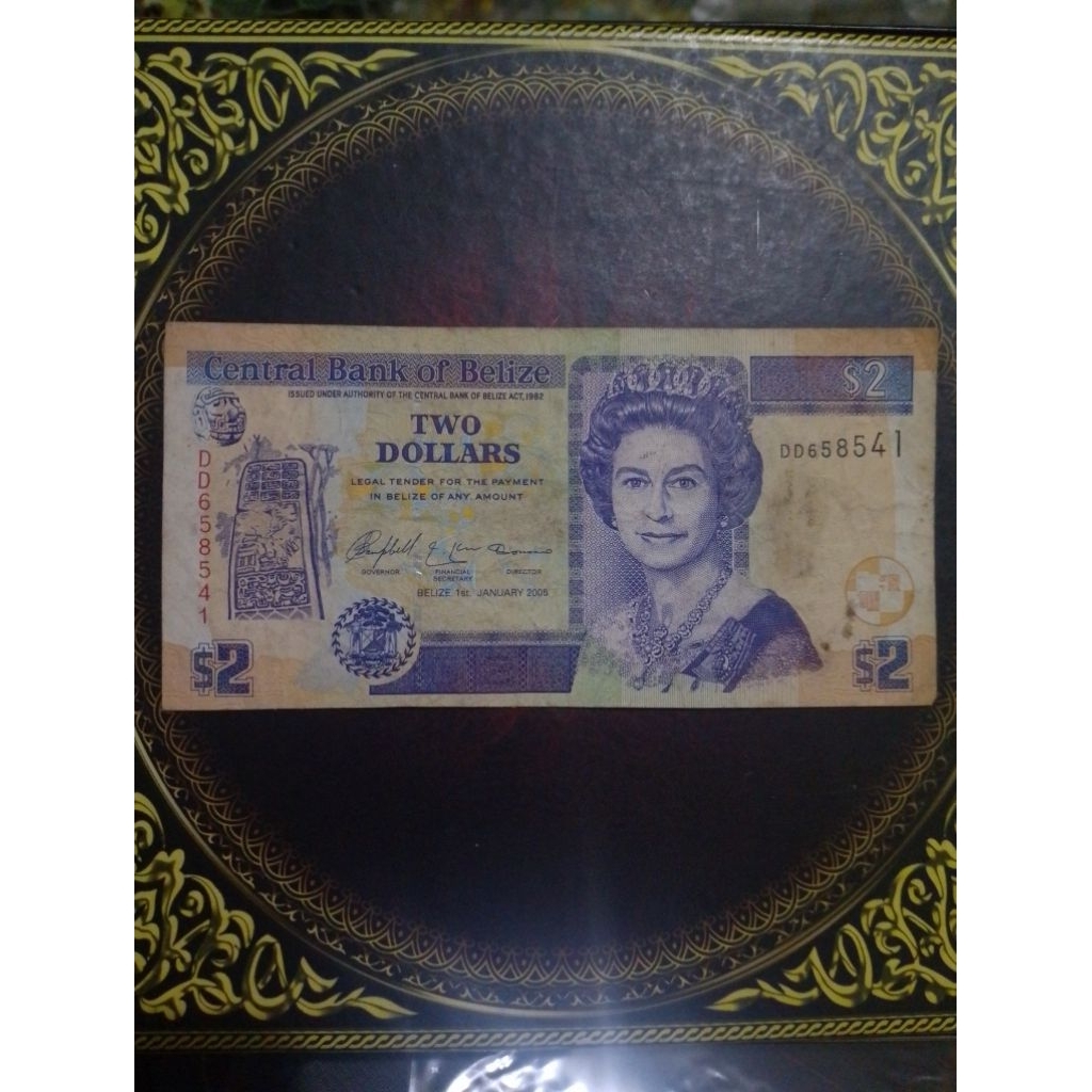Uang Belize 2 dollar 2005 vf