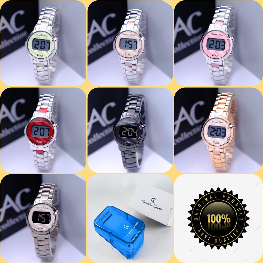 JAM TANGAN WANITA ALEXANDRE CHRISTIE AC 9497 LH / AC 9497 / 9497 ORIGINAL DIGITAL STAINLESS STEEL GA