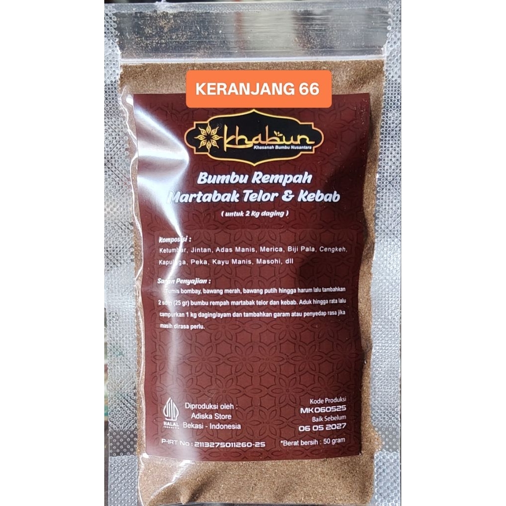 

Bumbu Martabak Telur dan Kebab Khabun 50 gr