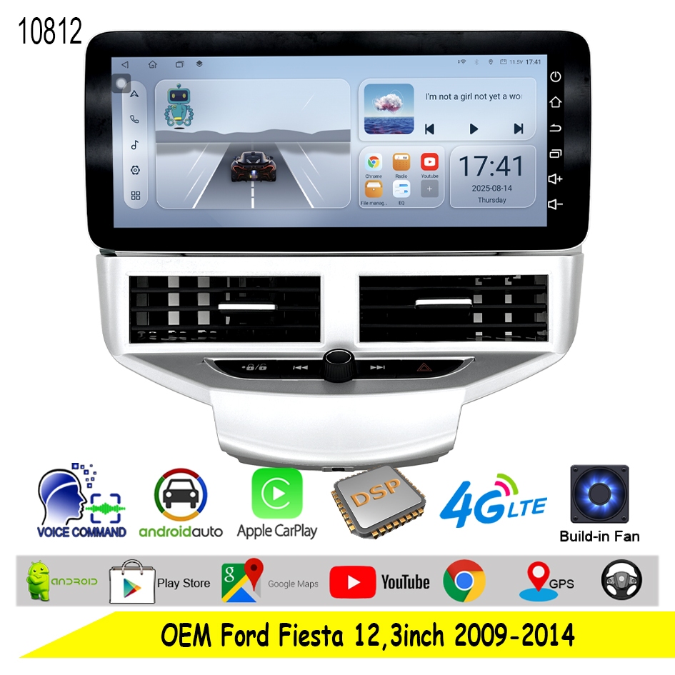 Brainbox Head Unit 12.3 Inch Ford Fiesta 2009-2014 Android Mobil 8GB + 128GB Full Screen Headunit Do