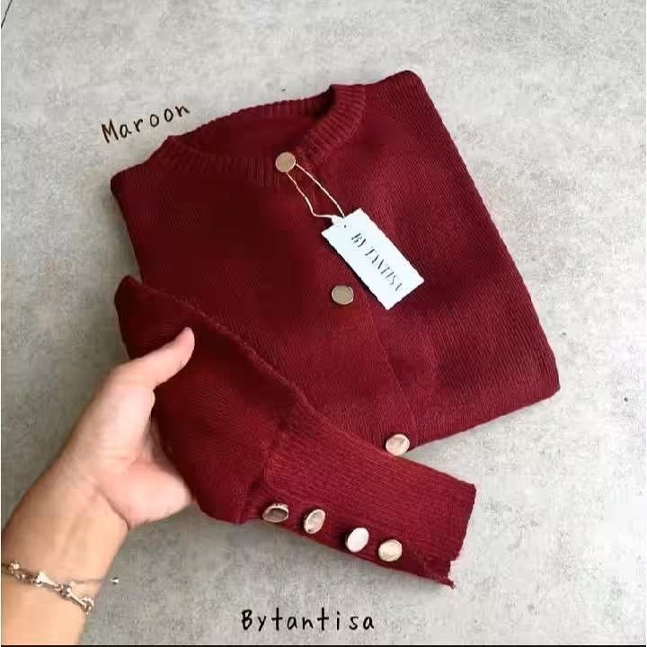 STARLA CARDIGAN KANCING GOLD//BAJU RAJUT KEKINIAN