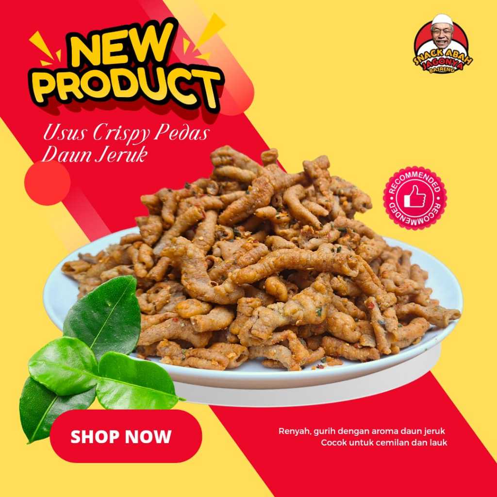 Usus Krisp Original dan Pedas Daun Jeruk Sncak Abah Kiloan