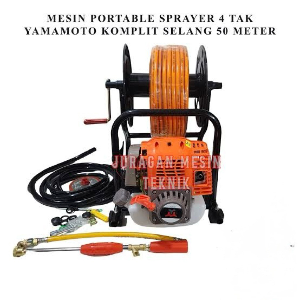 Mesin Sprayer Portable 4 tak Yamamoto + Selang 50 meter & Gulungan Selang