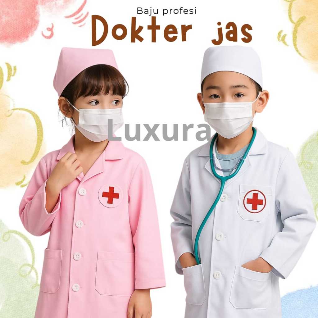 BAJU PROFESI ANAK JAS LAB/JAS DOKTER/PERAWAT/SUSTER/DOKTER/PINK/PUTIH/LAKI LAKI/PEREMPUAN