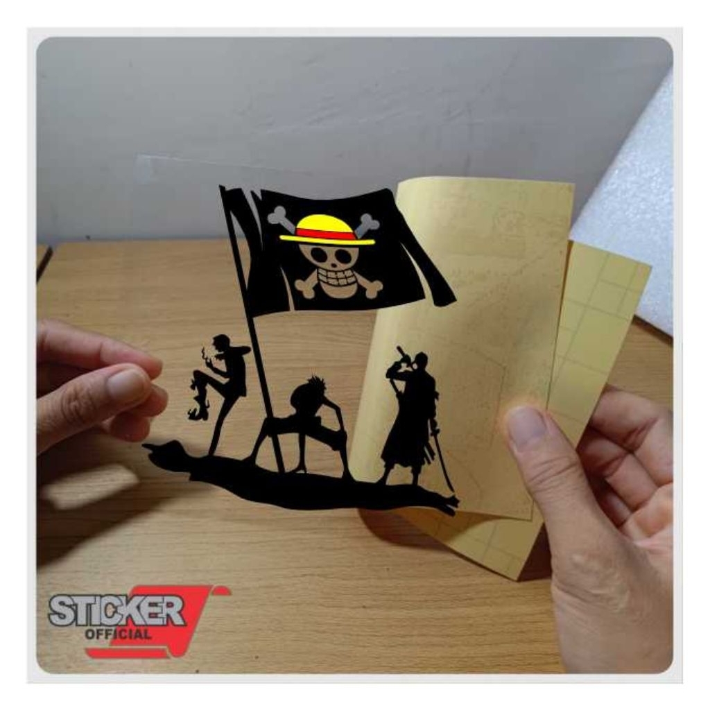

sticker bendera one piece, crew one piece, anime one piece, stiker hologram