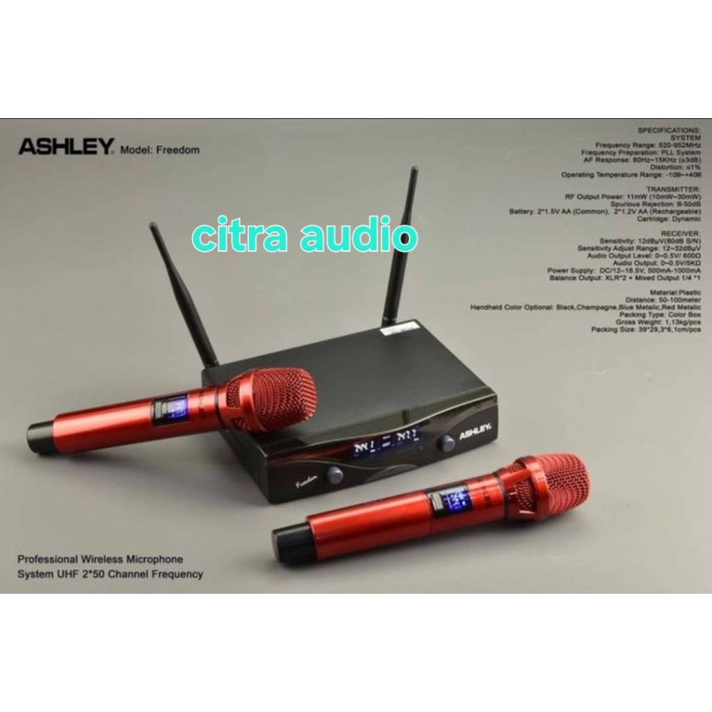 Mic wireless Ashley UHF original 2mic pegang karaoke