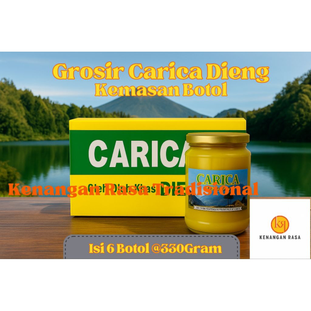Grosir Carica Dieng - 1 Dus Isi 6 Botol Kaca @330 Gram Manisan Buah Segar Oleh Oleh Khas Wonosobo