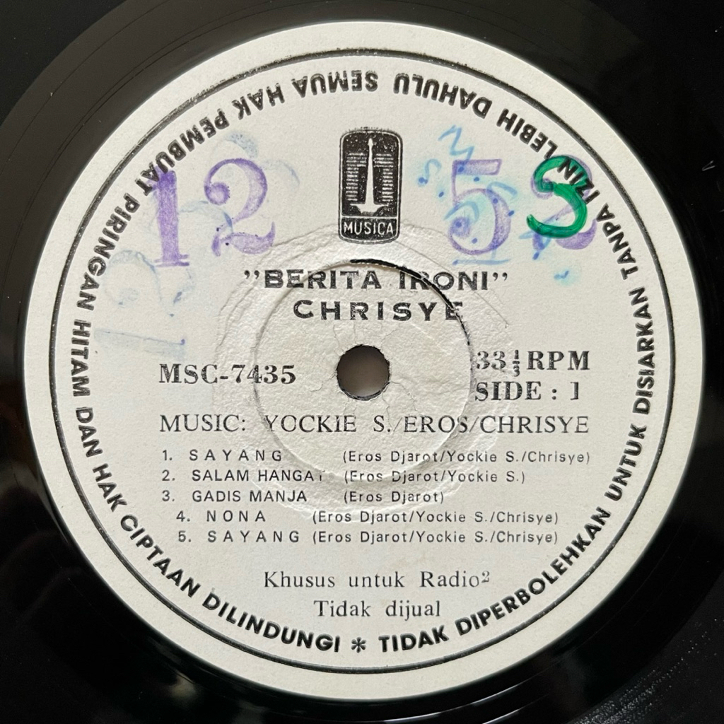 Piringan hitam vinyl - Chrisye - Nona (minus)