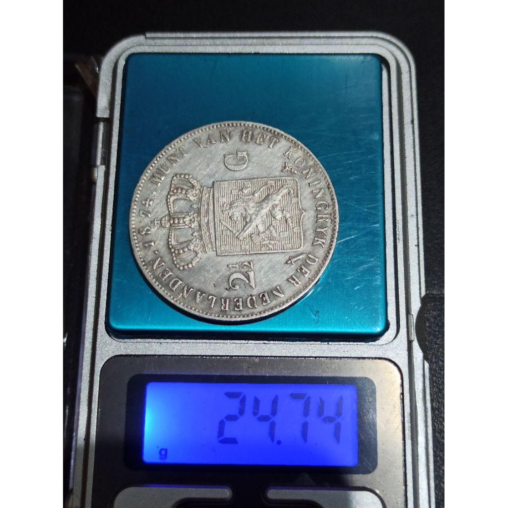 uang koin kuno 2½ gulden Wilem 3 tahun 1874