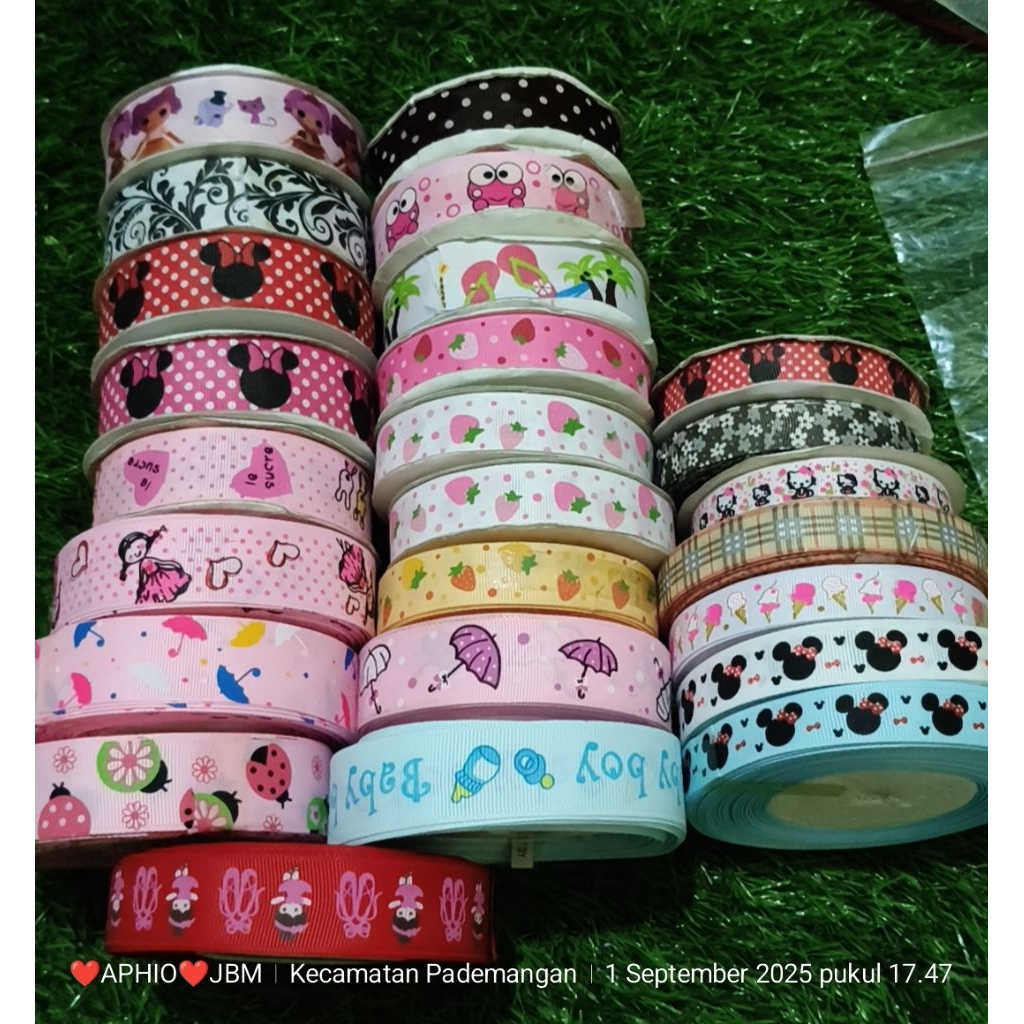 

5 roll dan 1 roll pita gross grain motif