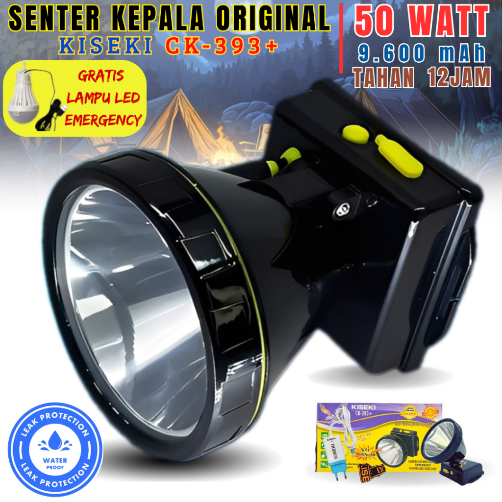 Head Lamp/ Senter Kepala Kiseki Ck-393+ 50watt Led Waterproof - Senter Kepala Super Terang Dari Kise