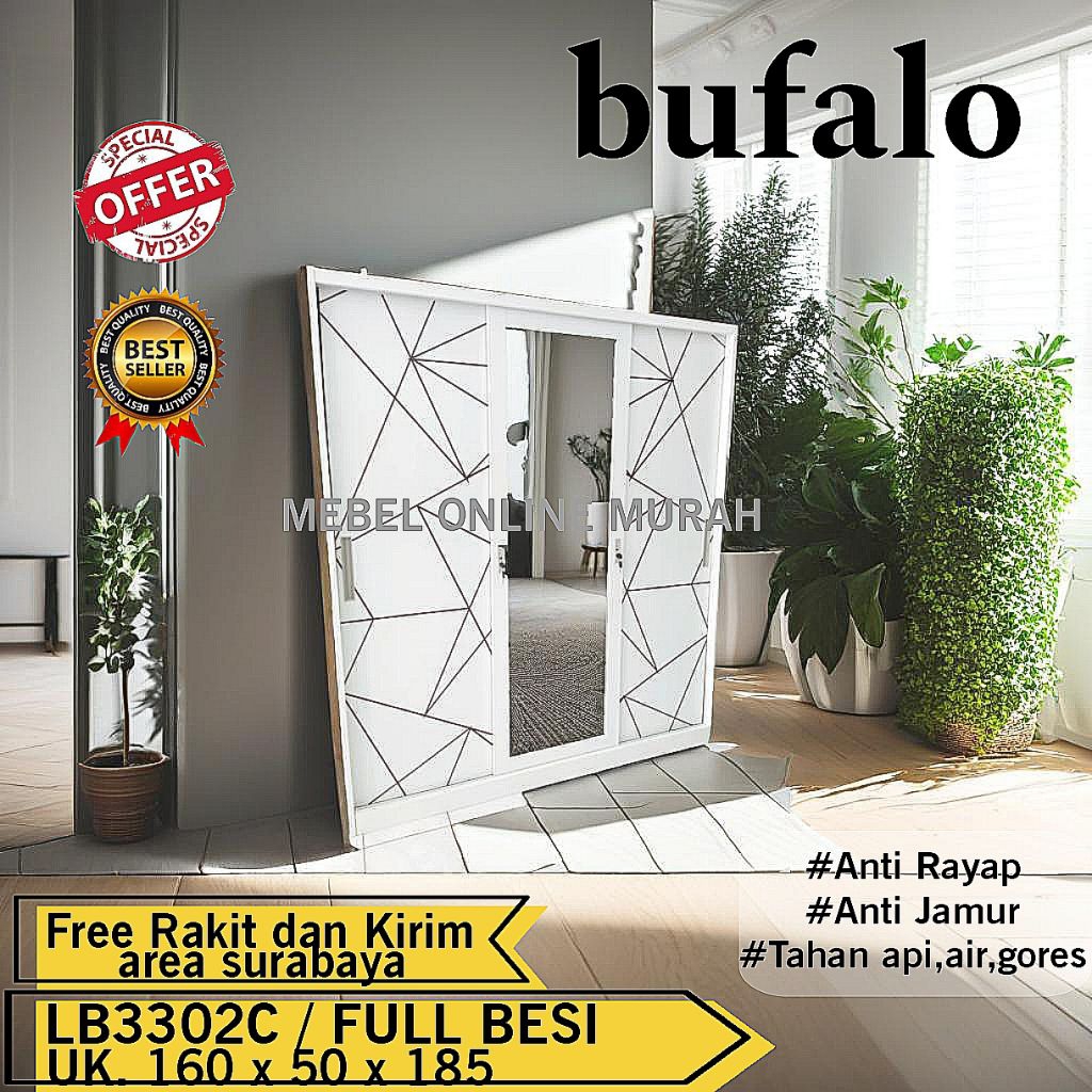 Lemari Full Sliding 3PJumbo 160 / Lemari Besi Pintu Geser besar / Lemari Baju Besi 3Pintu Sliding Se