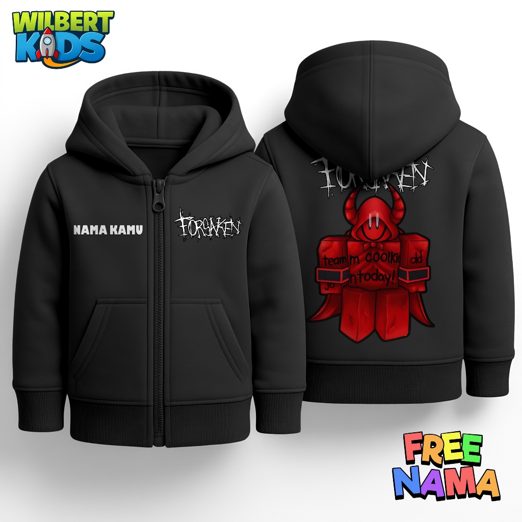 Jaket Hoodie Zipper Anak Roblox Forsaken / Jaket Risleting Anak Roblox Forsaken Gratis Custom Nama