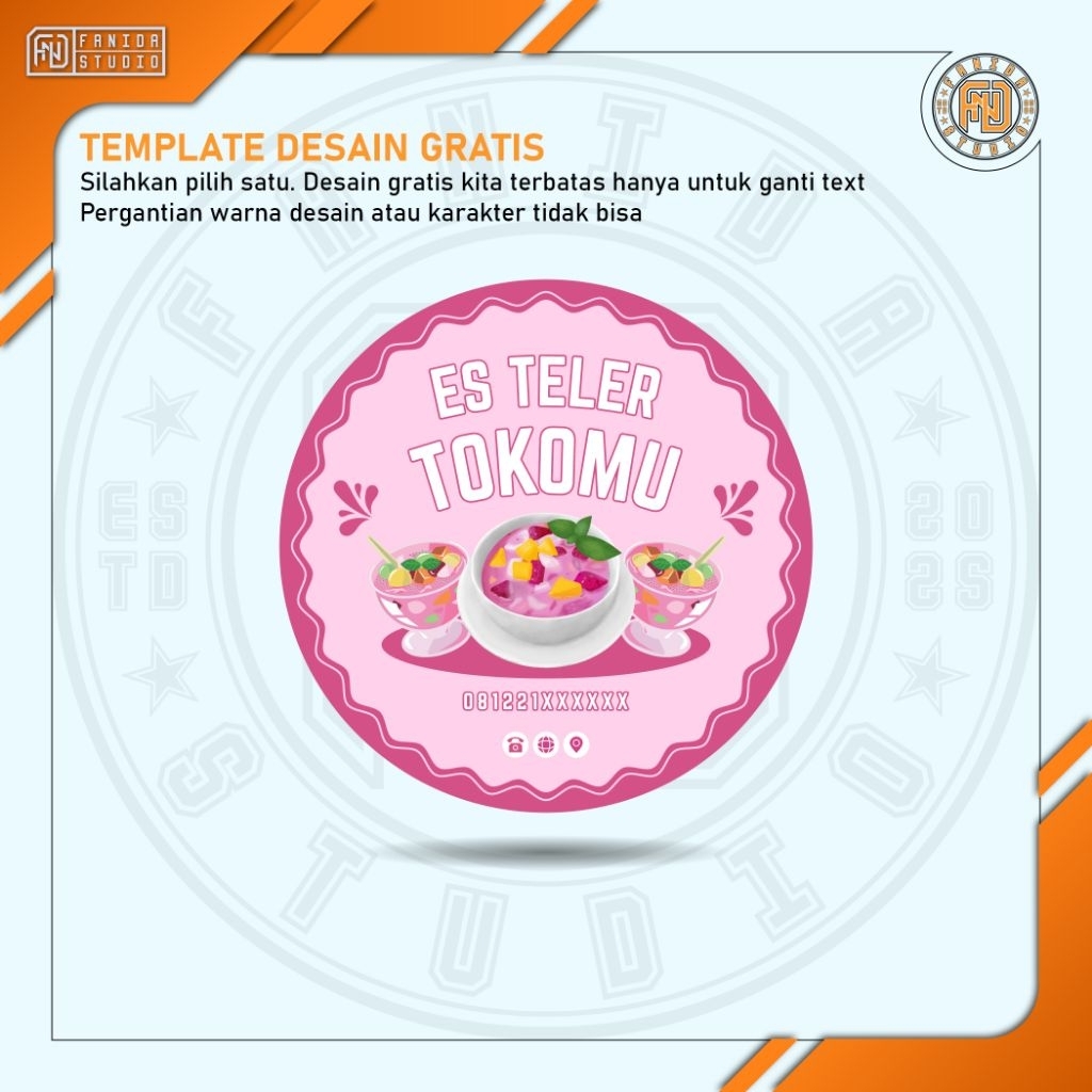 

Sticker Lingkaran 5x5 cm Label Kemasan Produk Makanan Kue Bakery Olshop Custom Print