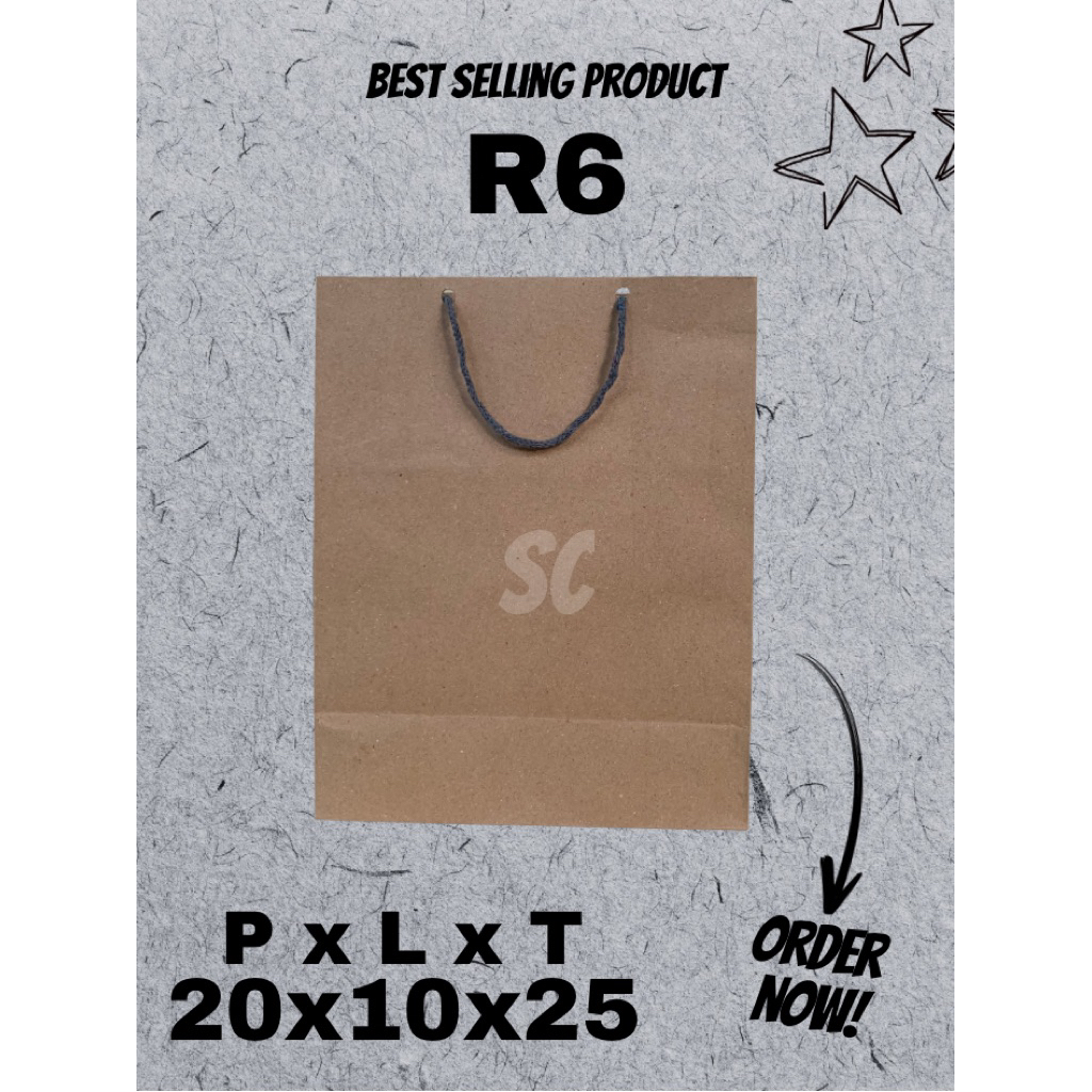 

PAPERBAG POLOS COKLAT (R6 PJG) UK 20x10x25 PAKET 12 PCS